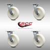 Service Caster 8 Inch Stainless Steel Nylon Wheel Swivel Caster Set with Ball Bearings SCC SCC-SS30S820-NYB-4